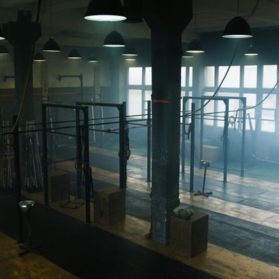 Clean and open space ready for a workout session.